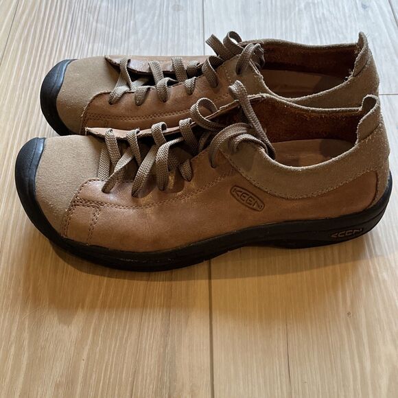 Keen Womens 7 Brown Tan Leather Sneakers  XT 1005 Hiking Outdoor Comfort Travel - Picture 2 of 10